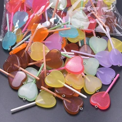 30/50/100pcs New Heart Lollipop Charms Colorful Resin Pendant For Jewelry Making Diy Earring Keychain Handmade Craft Accessories