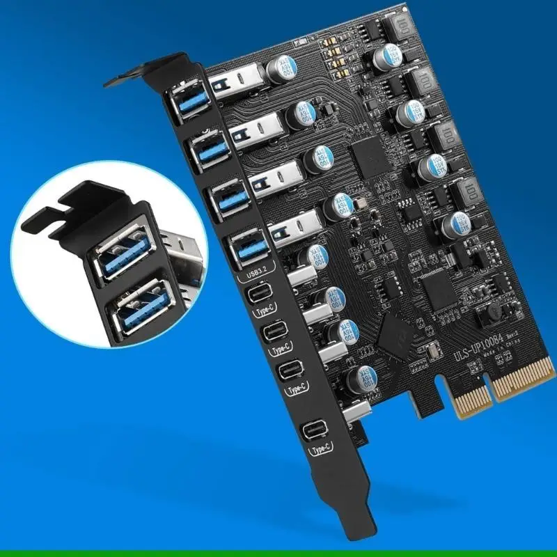 U55C PCI-E إلى USB Typec Adapter USB3.1 Type-C X 4 & USB3.1 Typea لجهاز كمبيوتر سطح المكتب #2
