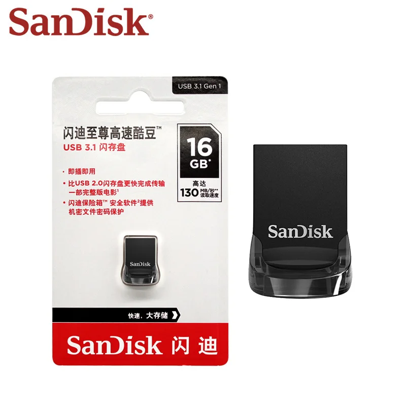 Imagem -02 - Sandisk Cz430 Usb3.2 Flash Drive 16gb 32gb 64gb Mini Pen Drive Leia Velocidade de até 130 mb s Usb Stick para Laptop pc 20 Peças Lote