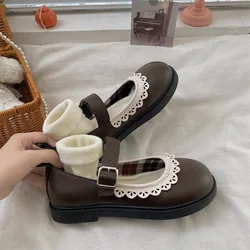 Shoes Woman 2024 Round Toe Oxfords Shallow Mouth Female Footwear Low Heels New Leather Comfortable Dress Summer Sweet PU Spring