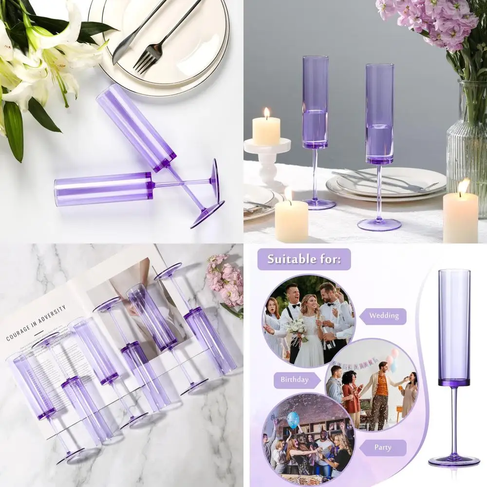 

Набор из 24 многоразовых акриловых фужеров для шампанского - пластиковые бокалы на ножке пастельных тонов объемом 5,4 унции для свадеб, вечеринок и торжеств