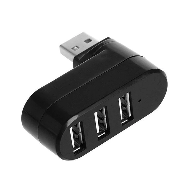 Divisor de Hub USB Rotatable para Laptop, PC, Tablet, Impressora, Câmera, 3 Port Expander, 90 °-180 °