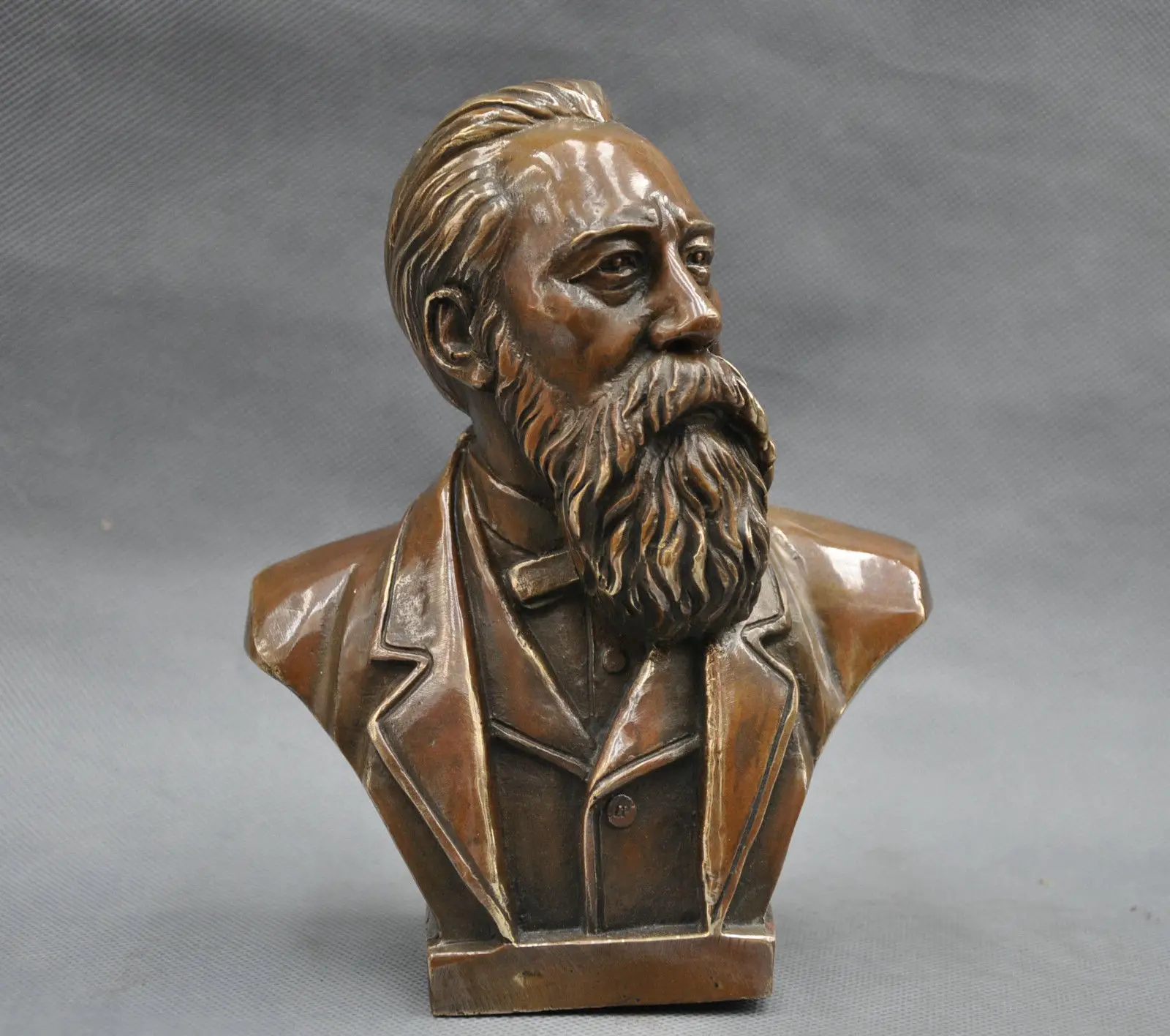 

7" Pure Bronze Communist Friedrich Von Engels Bust Statue