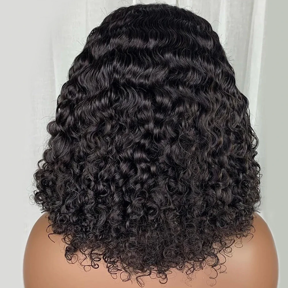 Parrucca frontale in pizzo trasparente brasiliano onda profonda 13x6 HD 5x5 chiusura Glueless 250% 13x4 parrucca corta per capelli umani ricci per le donne