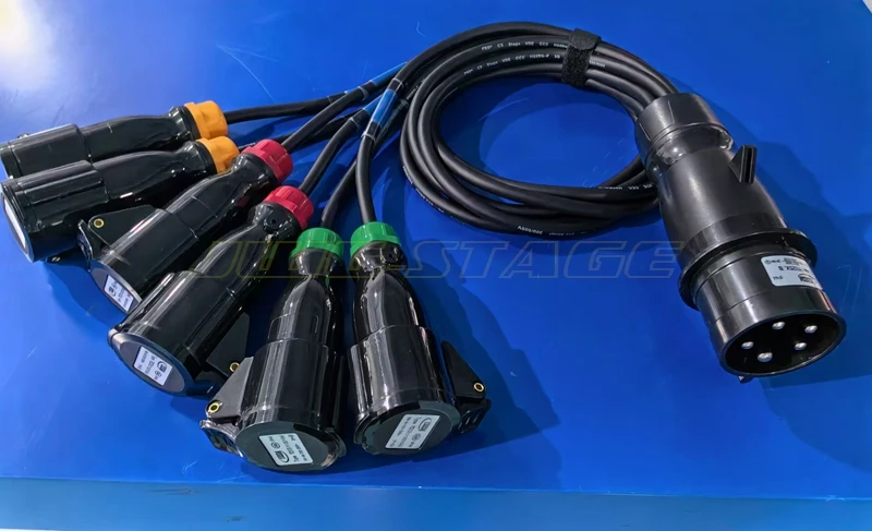 32A 1 Drag 6 Scattered Tail 16A Cable Stage Lighting Sound Large Screen Power Box Cable Line Distribution Cabinet Plug 1 In 6