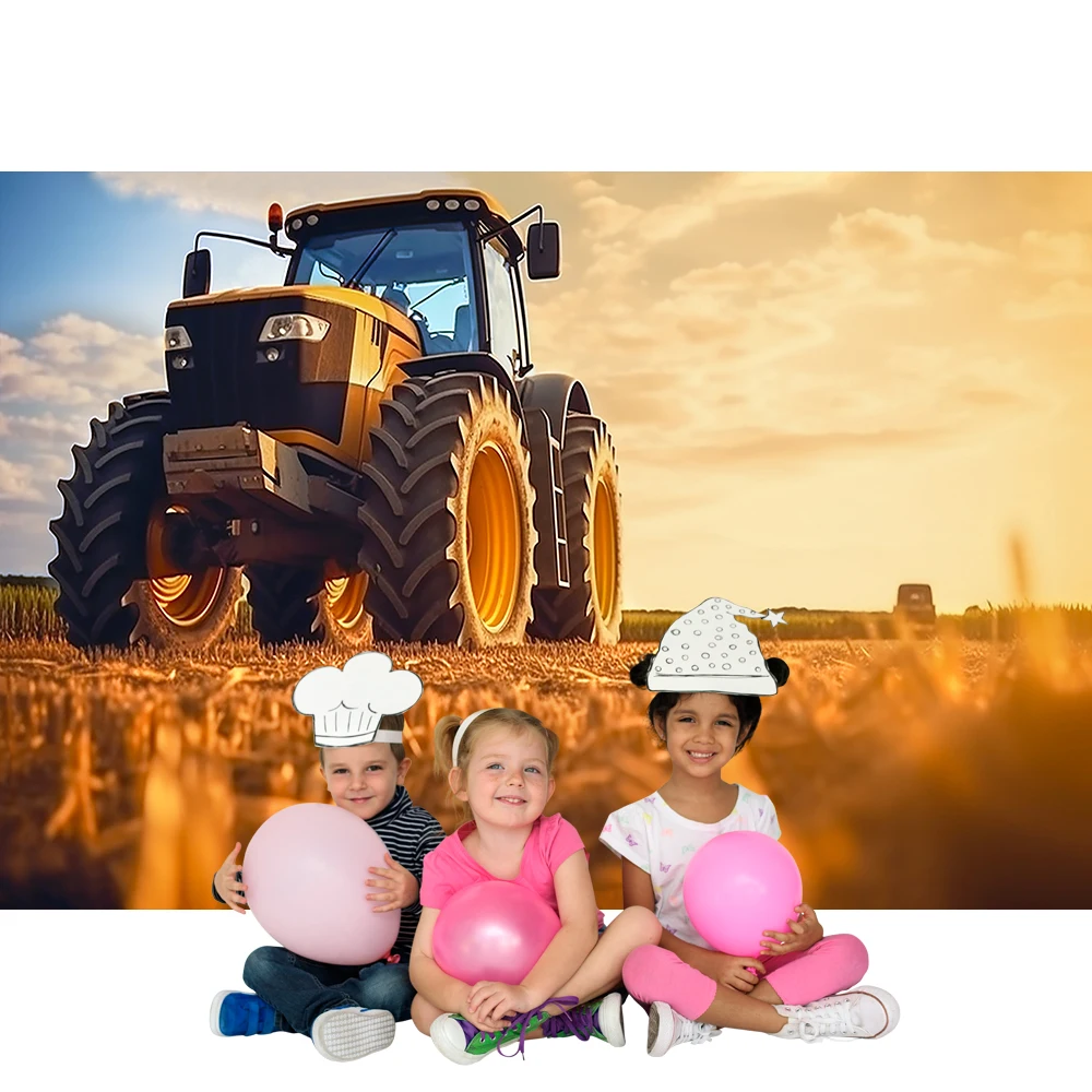 Bonvvie Tractor Warehouse Rural Haystack Baby Newborn Party Birthday Photo Background Photography Backdrop for Photo Studio