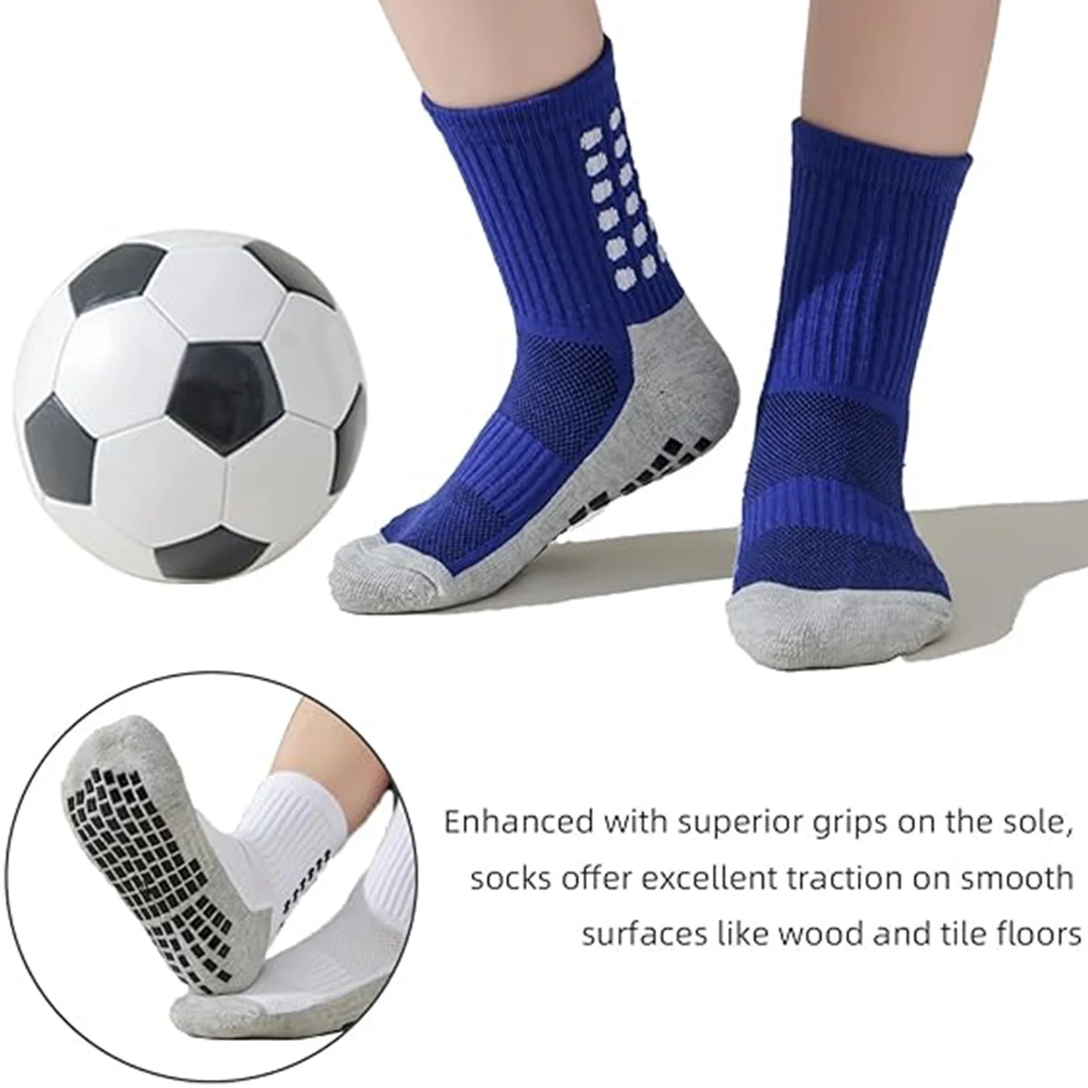 Football socks for children, men and women, anti slip socks, sweat absorbing sports socks, adhesive training socks 33-39