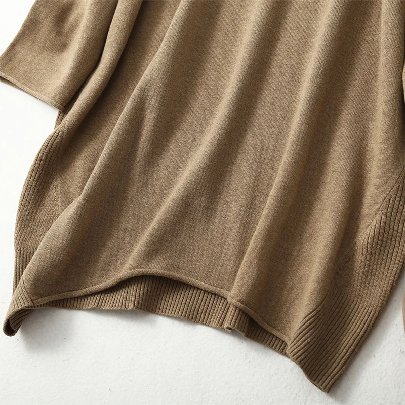 Women\'s 85% Silk 15% Cashmere Crew Neck Long Loose Type Pullover Top Sweater Dress LY001