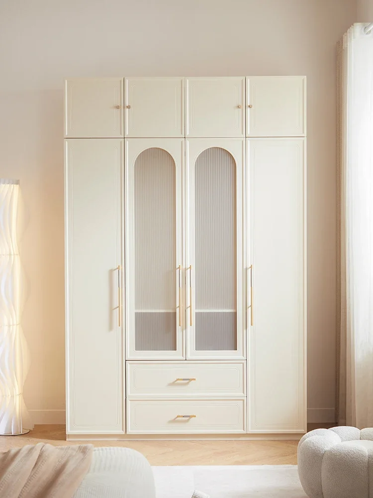 Wood Industry French Cream Wind Wardrobe Home Bedroom Wardrobe Modern Luxury Cabinet Storage Cabinet SX1D