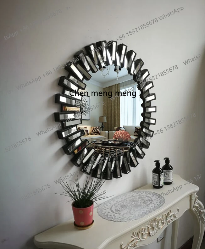 European entrance decorative mirror American black round washbasin mirror bathroom mirror