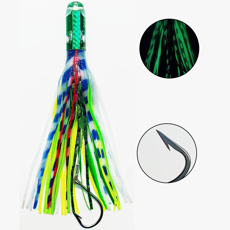 

3PCS/LOT Big Game Lure Tuna 160g33cm Metal Head Octopus Sea Fishing Lure Boat Fishing Trolling Bait Squid pesca Fishing Bait