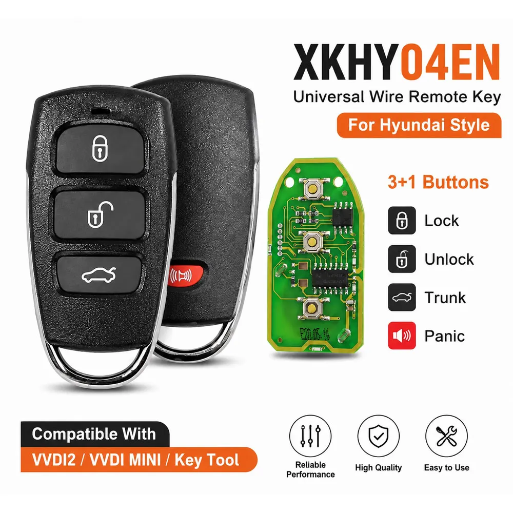XHORSE XKHY04EN Universal Wire Remote Key for Hyundai Style Fob 3+1 Panic Buttons Car Remote Key for VVDI MINI Key Tool VVDI2