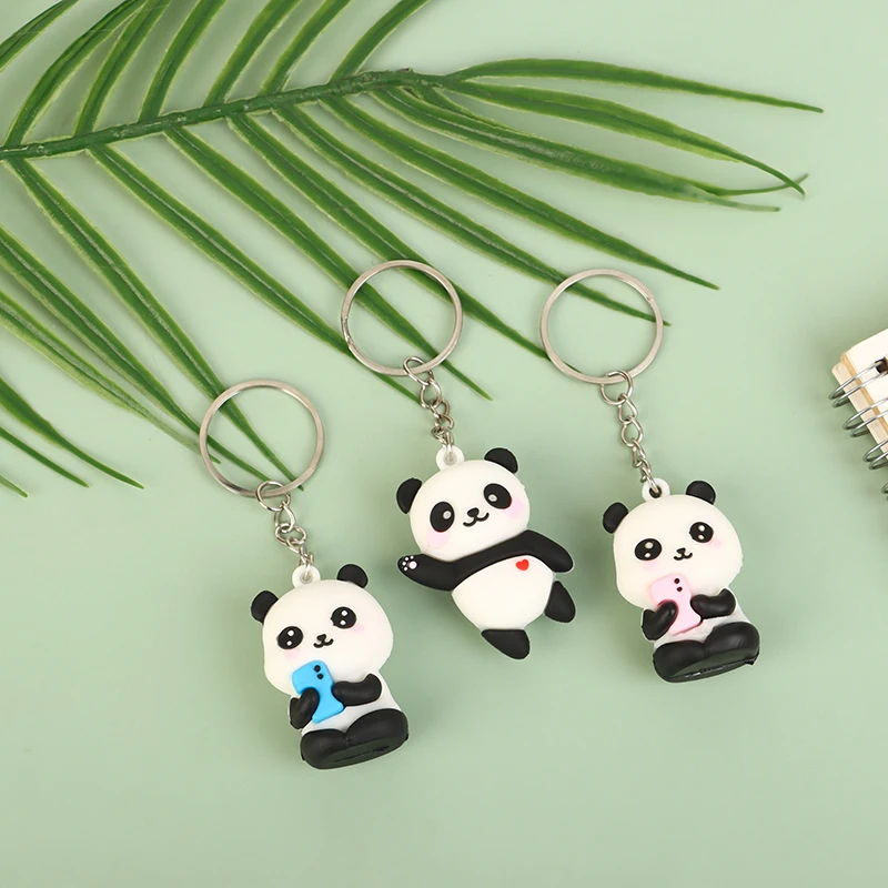 LLavero de Panda de pareja de dibujos animados para mujer, llavero colgante de bolso de coche, regalo de joyería, accesorios de llavero de Panda encantador