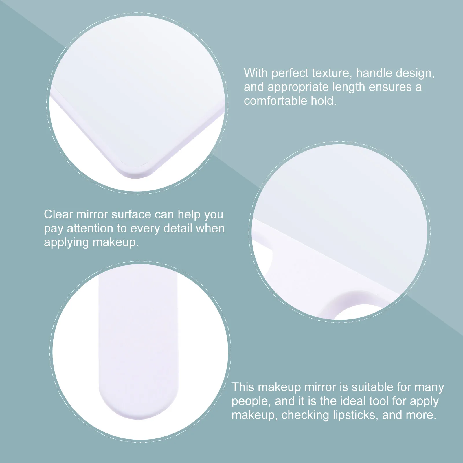 Clear Reflective Handheld Makeup Mirror ABS Construction Ergonomic Handle for Travel Salon Barber Women Application