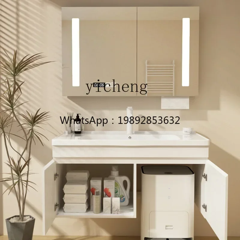 Stainless Steel Bathroom Cabinet Sweeping Machine Integrated Combination Bathroom Wash Basin Ceramic Whole Washbin