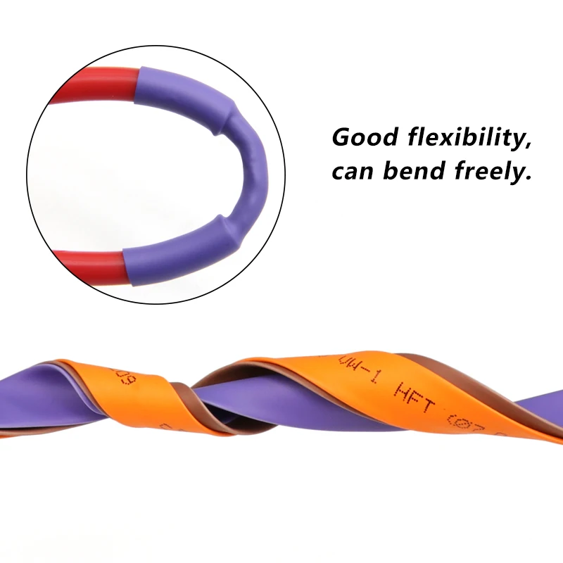 1 متر-25 متر 1 مللي متر ~ 50 مللي متر الأرجواني البرتقالي البولي أوليفين تقلص الحرارة يتقلص أنبوب كابل معزول كم أنابيب سلك موصل حامي التفاف #4