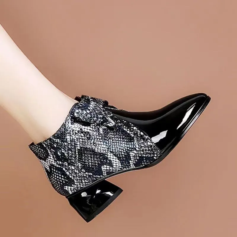 

Ботинки Челси с бантом-бабочкой, зимние и осенние женские ботинки на молнии, на среднем каблуке, женская обувь, леопардовые короткие ботинки, женская обувь с острым носком