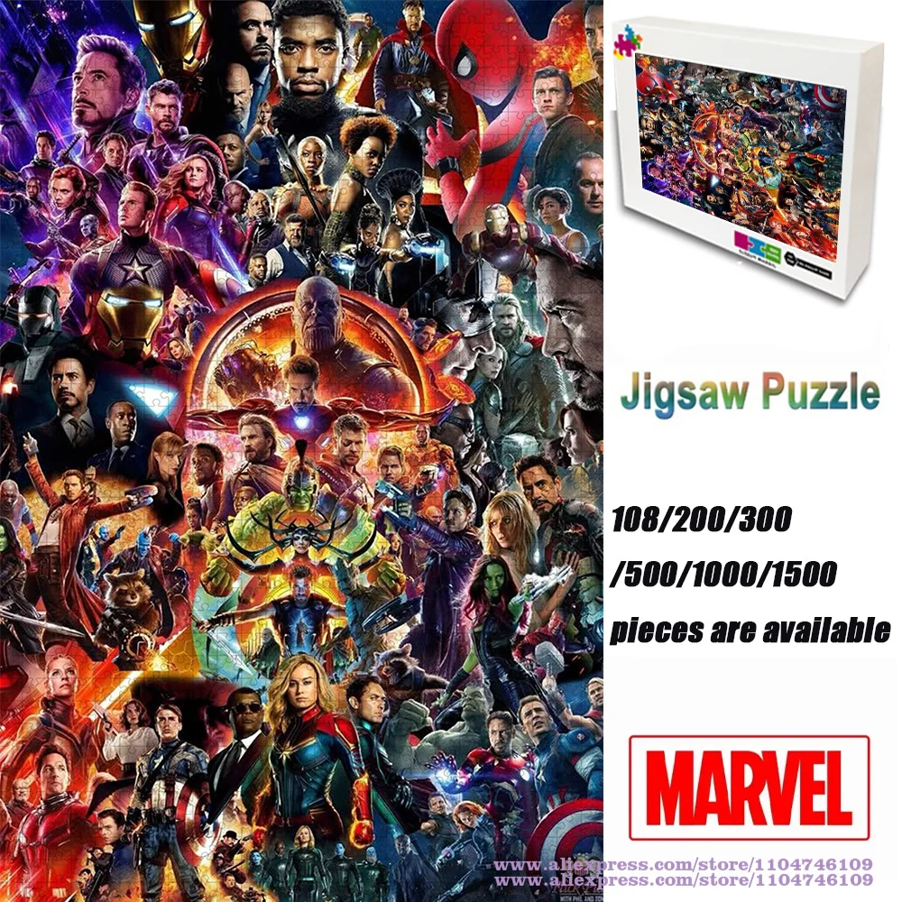 مجموعات شخصيات مارفل لغز بانوراما 108/200/300/500/1000/1500 قطعة ألغاز الذكاء للأطفال والكبار ديكور المنزل