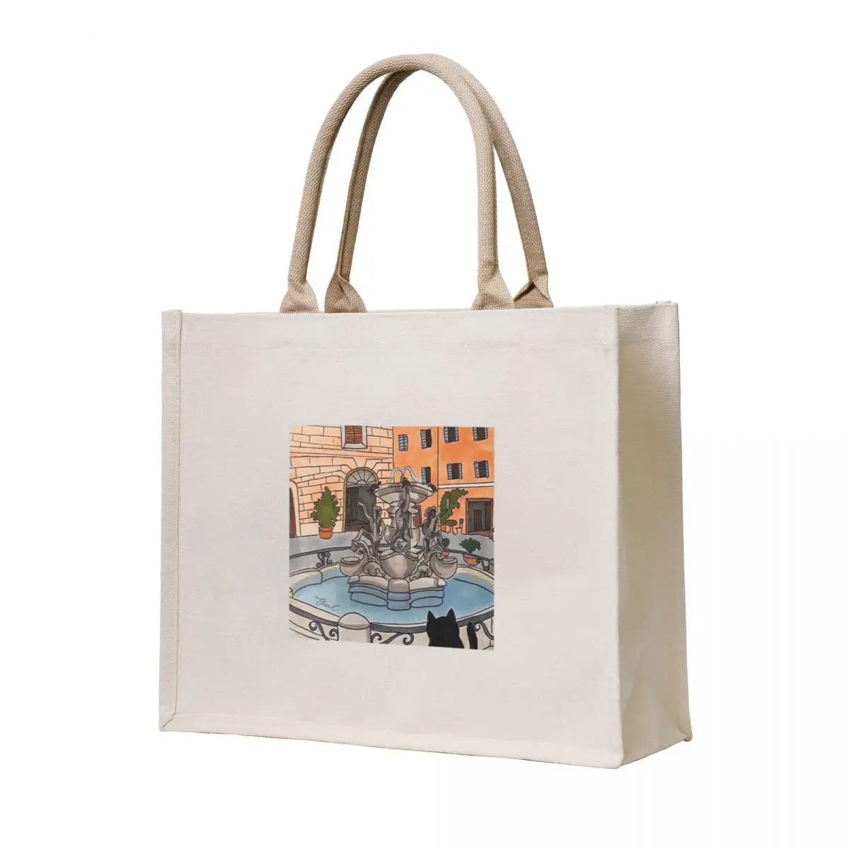 

Journal of a Cat in Rome - Fontana delle Tartarughe Tote Bag reusable shopping bags bag for beach Lady bag