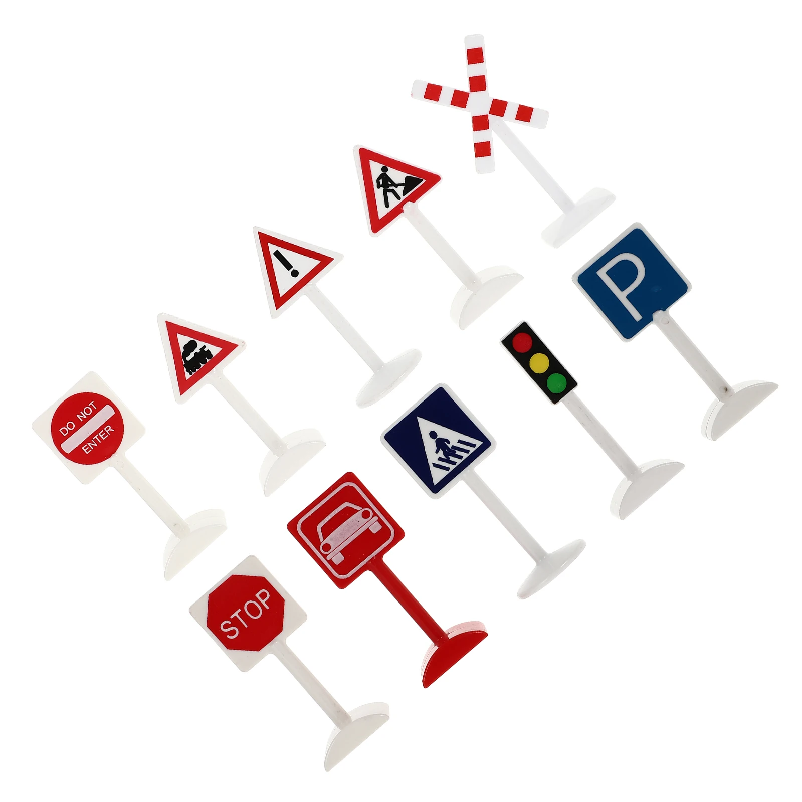 

10 Pcs Indicator Traffic Sign Ornaments Child Decoration Plastic Toy Road Signs