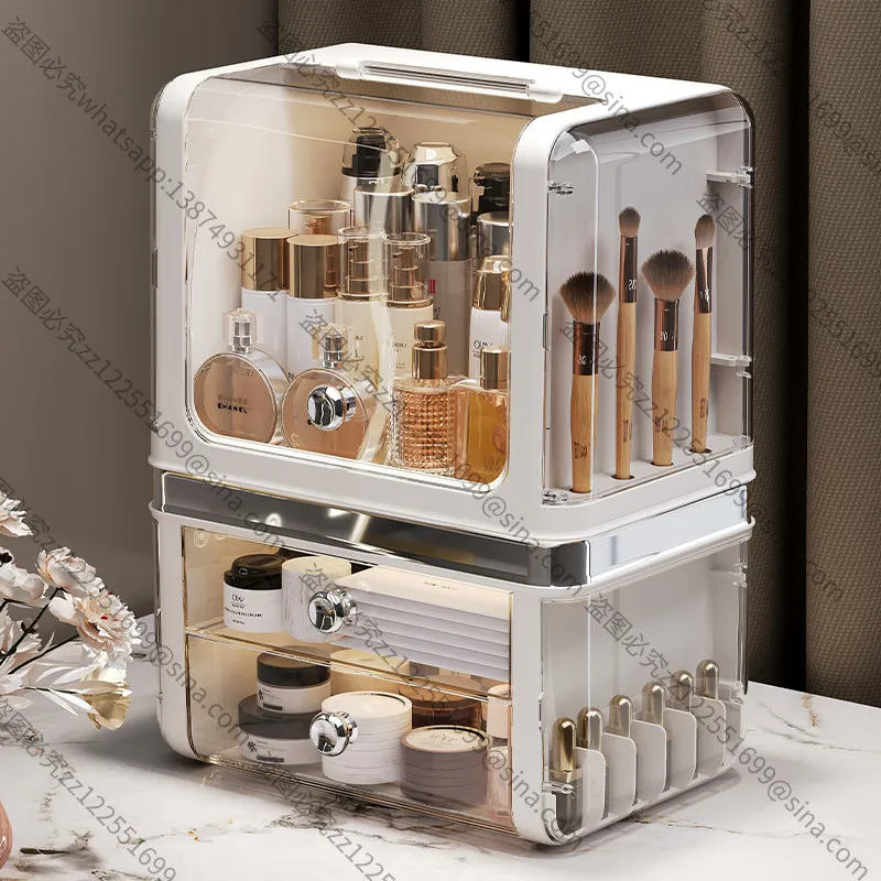 Suitable for Cosmetics Desktop Storage Box Accessories, Dust Drawer Dressers, Advanced Large-capacity Shelf Box Ornaments