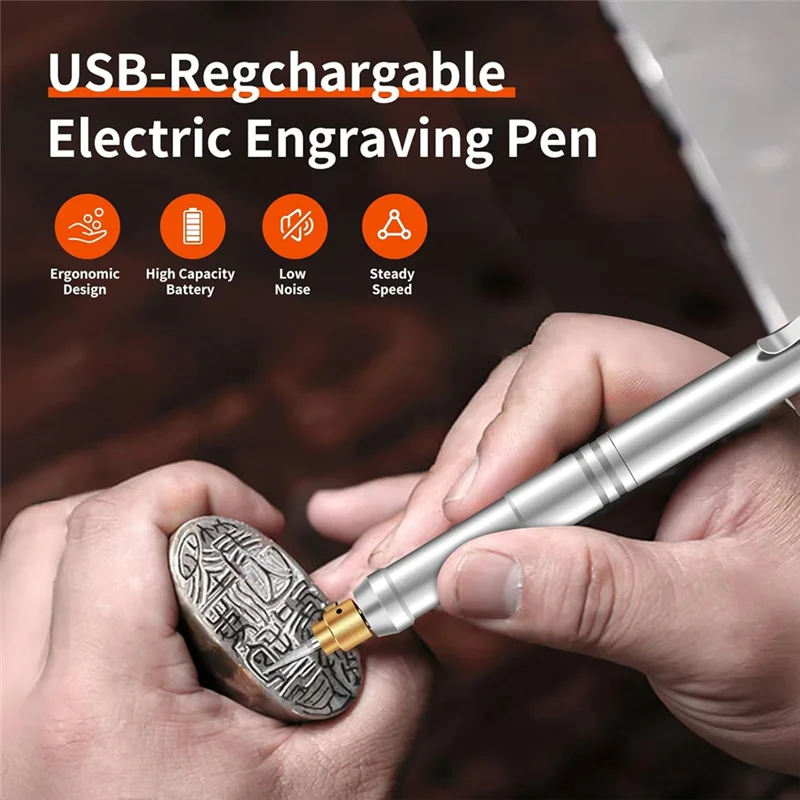 NEW-Electric Micro Engraving Pen USB Chargeable Cordless Rotary Tools,37000 PRM And Low Noise For Wood Stone Jewelry