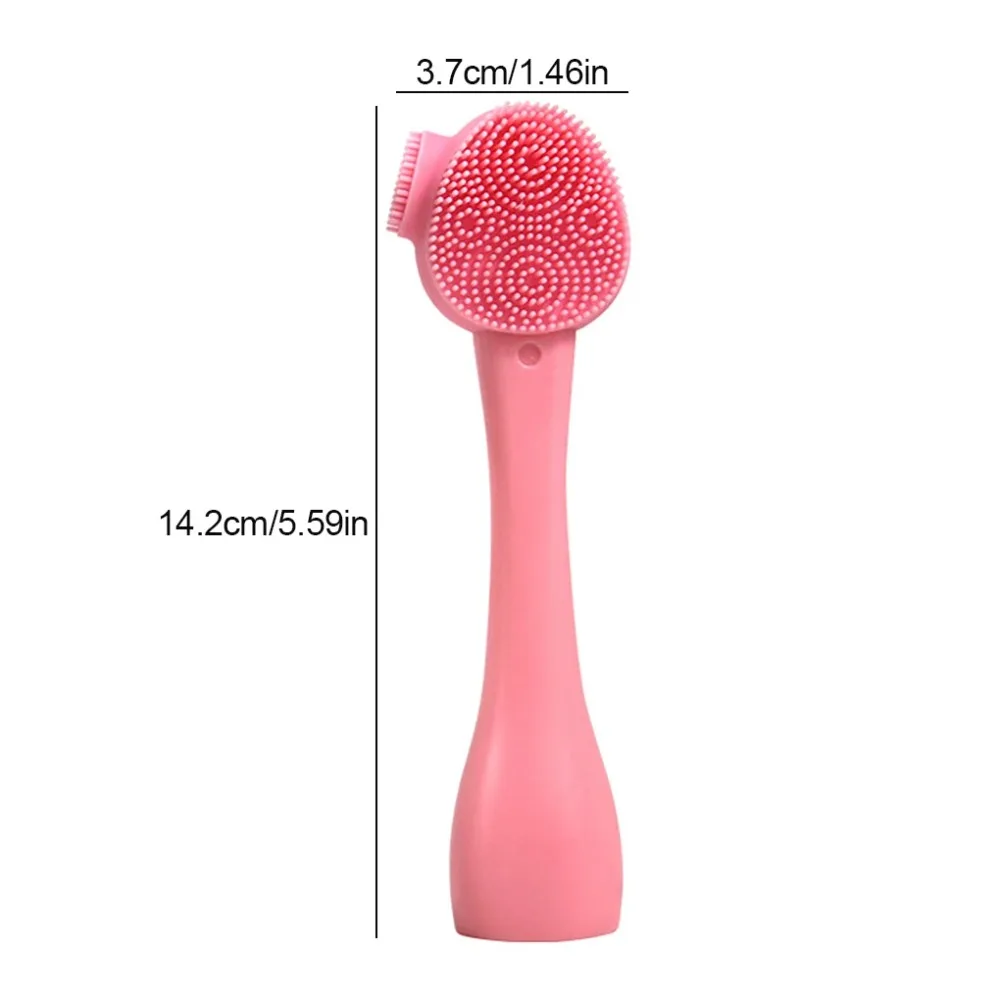 Double Side Silicone Facial Cleanser Brush Soft Hair Handheld Face Cleansing Instrument Exfoliating Washing Brush