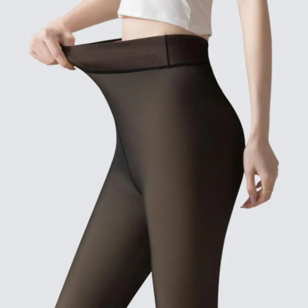 Collants doublés polaire pour femmes, pour robes, rendez-vous, travail, fête, hiver, Leggings chauds, faux collants thermiques épais translucides