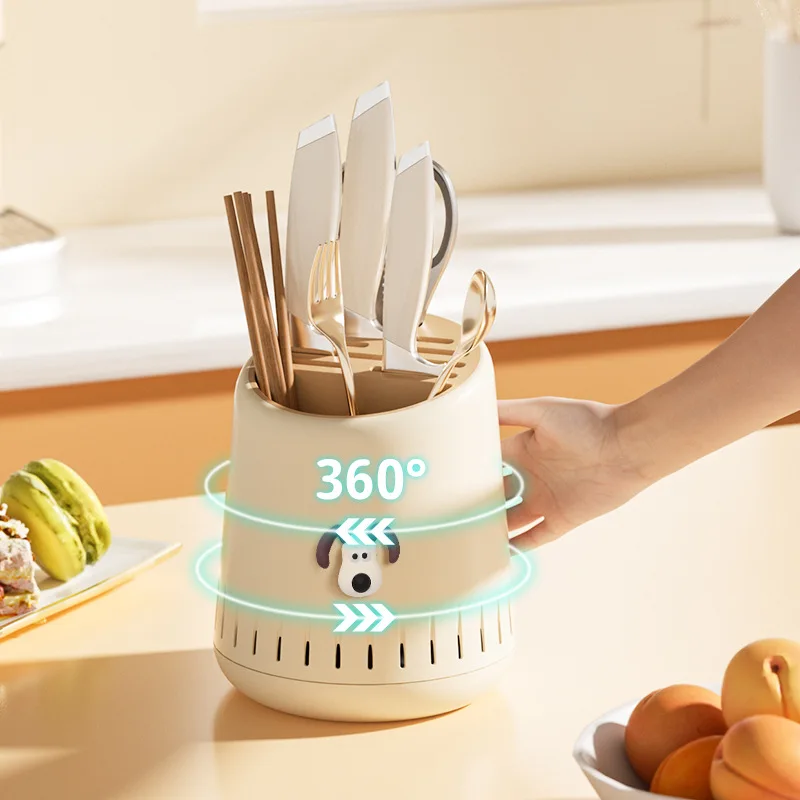 

Multifunctional Drain Holder Kitchen Holder Rotatable Knife Storage Chopstick Rack Space Saving Kitchen Utensil Organizer Rack