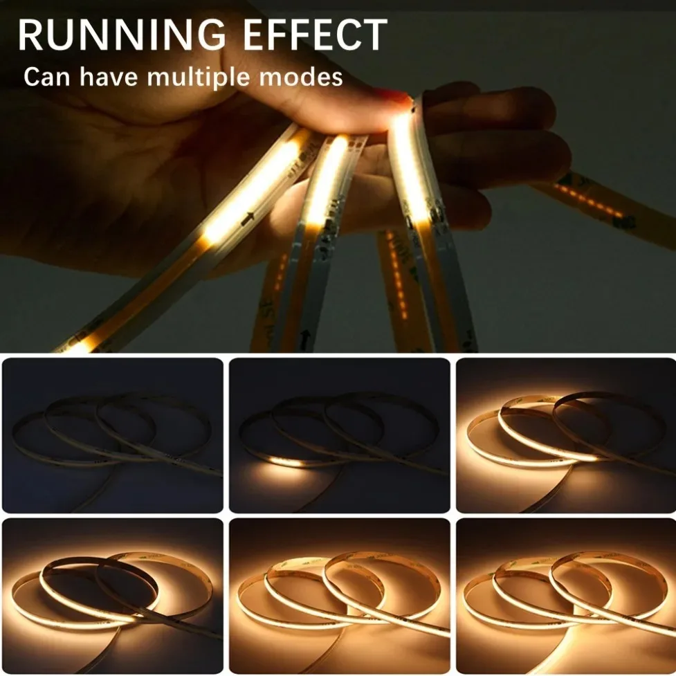 5m-40m DC24V WS2811 IC COB LED Strip 360LEDs/m Addressable Running Water Flowing Light with Wireless Controller Power Supply Kit view 2