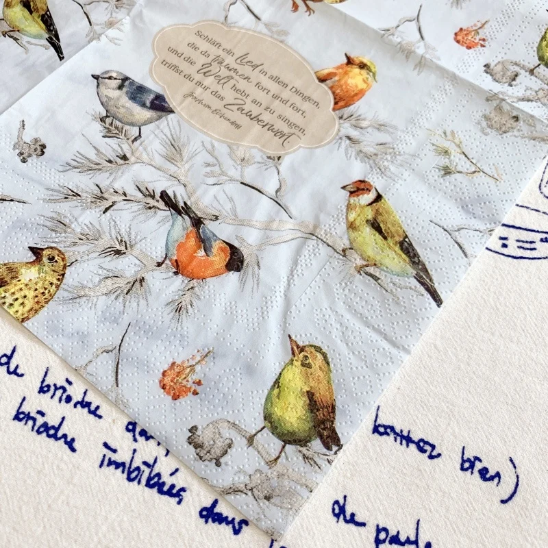 20Pcs/Bag Vintage Birds Flower Decoupage Paper Napkins Bird Floral Paper Serviettes for Xmas Wedding Party Tableware Decor Hot 6