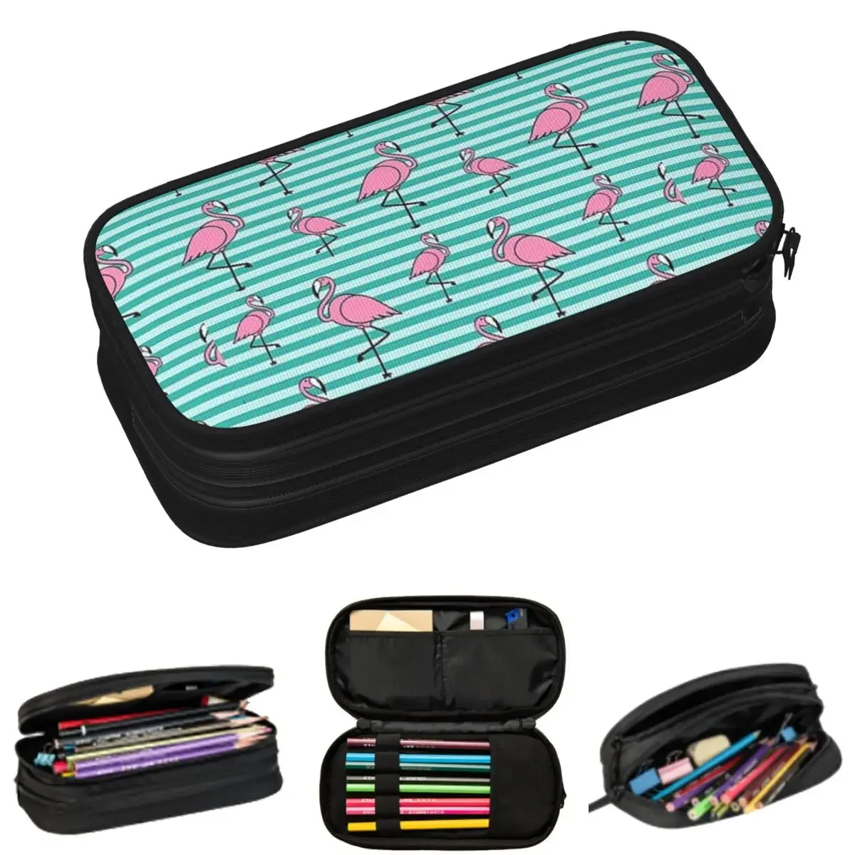 

Flamingo Bird Pattern Pencil Cases for Students School Pen Box Pencil Bag Big Capacity Pencil Pouch Pen Holder