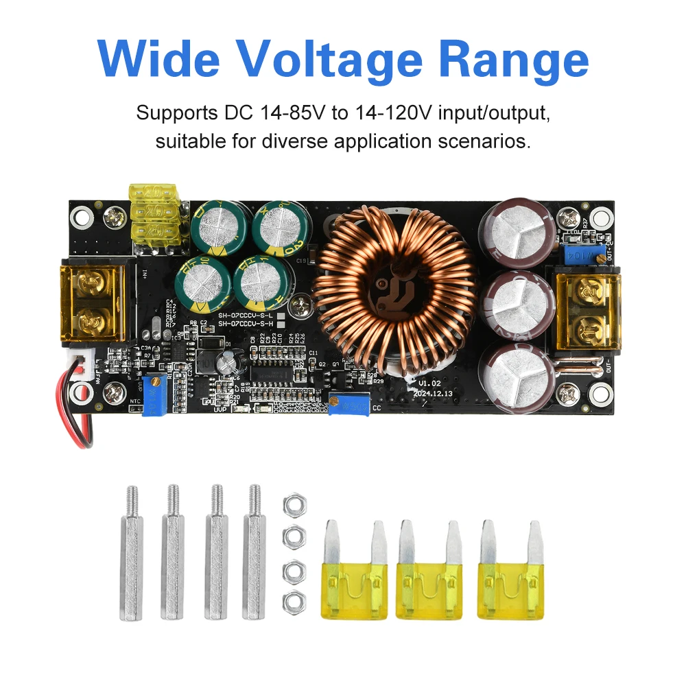 

1800W DC-DC Boost Converter 14-60V/14-85V to 14-90V/14-120V Step Up Power Module with Multiple Protections for Solar System