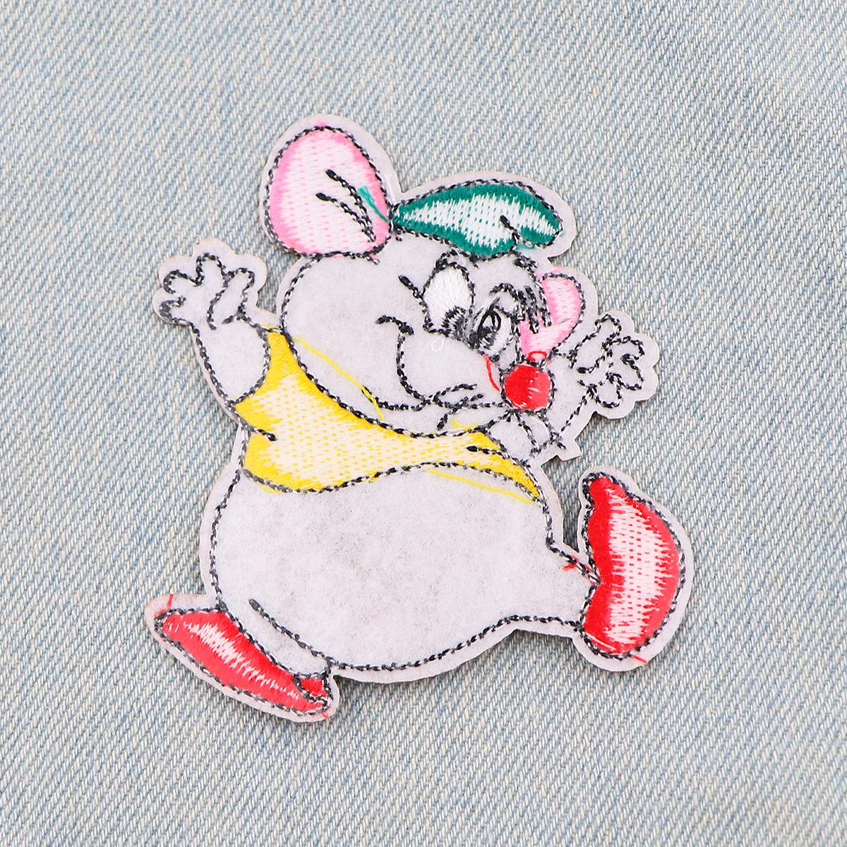 Cartoon Mouse Patches For Clothing Cute Animal Patches Appliques Iron on Badges Clothes Stickers DIY Sewing Embroideriy Stripes