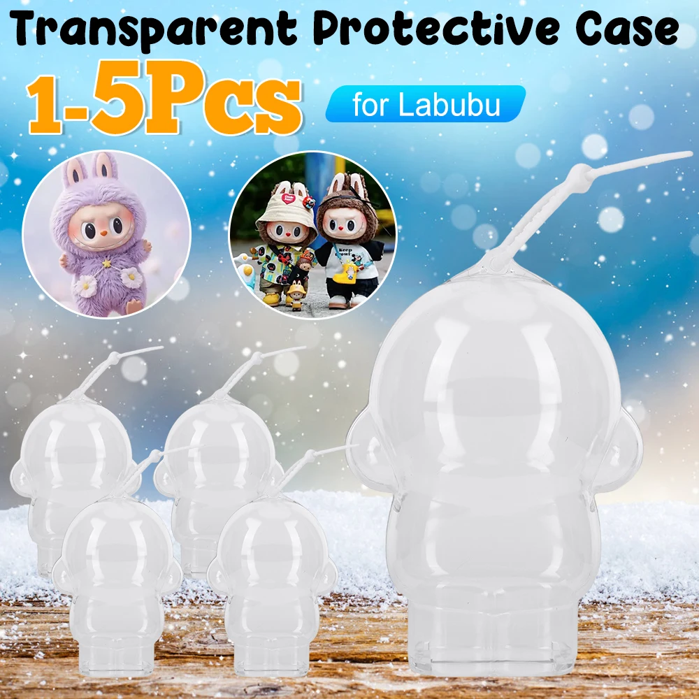 1-5 szt. Przezroczyste etui ochronne na lalkę elfa, plastikowa urocza osłonka na pluszak elfa, etui ekspozycyjne na Labubu, akcesoria do pudełka do przechowywania