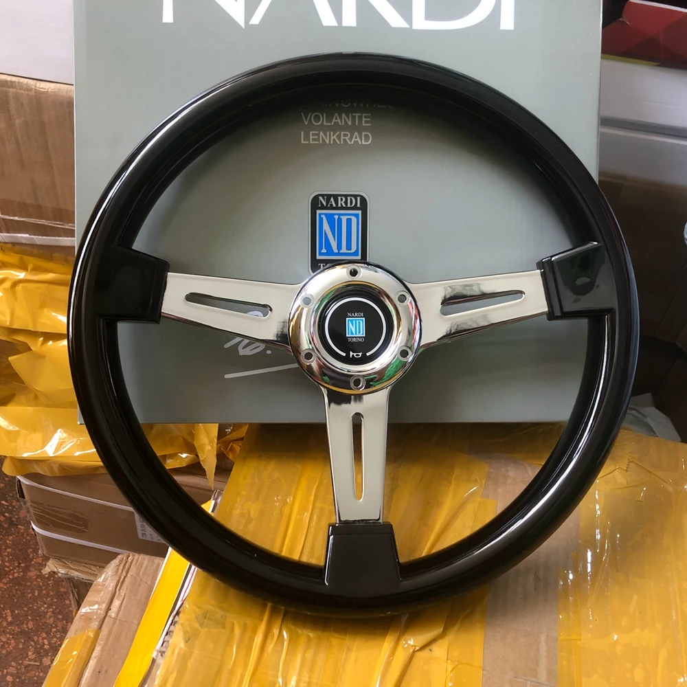 

Black Racing JDM 14Inch Nardi Corn Wood Steering Wheel JDM Classic Drift ABS Wood ND Steering Wheel Volantes For VW BMW Toyota