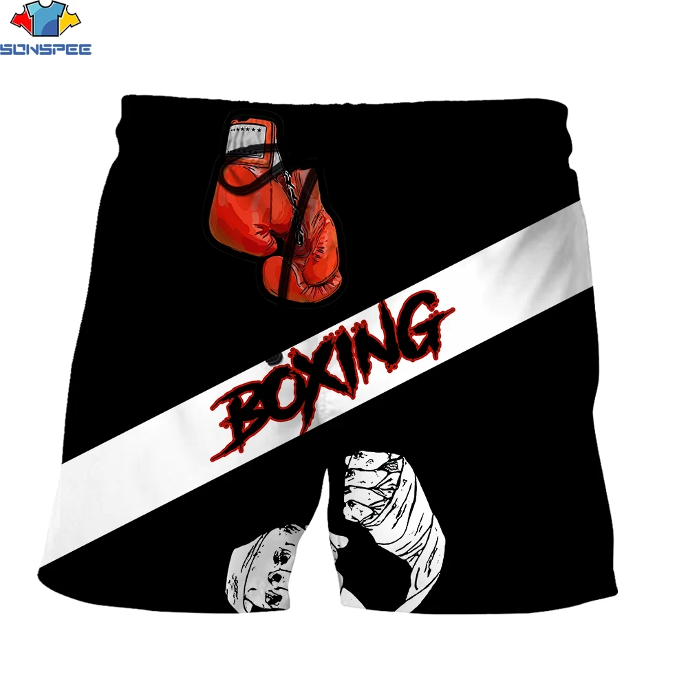 SONSPEE 3D Print Summer Men's Shorts Boxing Gloves Sport Professional Competition Fitness Casual Street Personality Short Pants