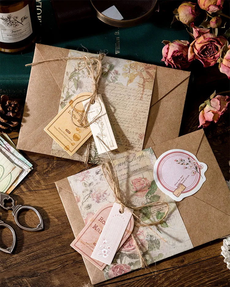 100pcs Vintage Scrapbooking Light Paper Kit DIY Junk Journal Collage Stationery Background Decor Materials for Creative Projects