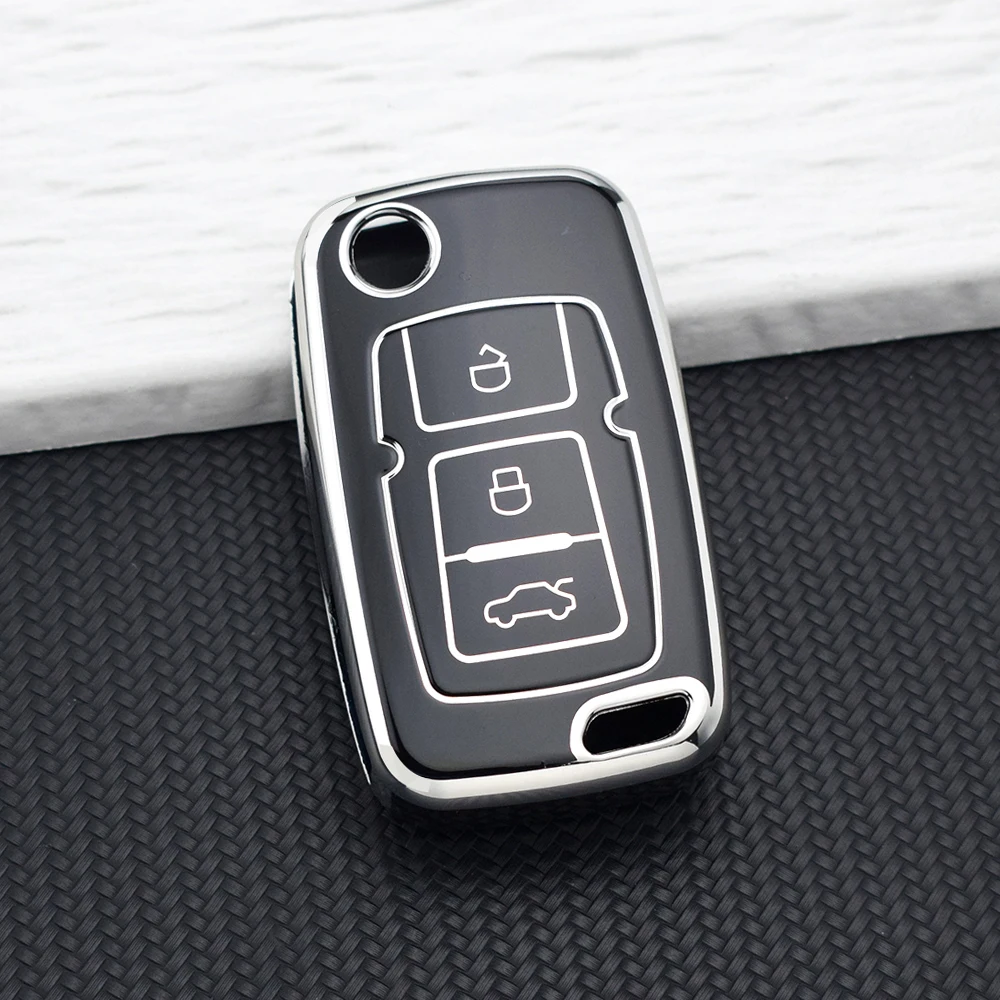 Soft TPU Car Key Case Cover For Geely Emgrand EC7 EC7-RV EC715 EC718 EC8 GC5 GC6 SL EU7  Folding Key Holder Protector Keychain view 5