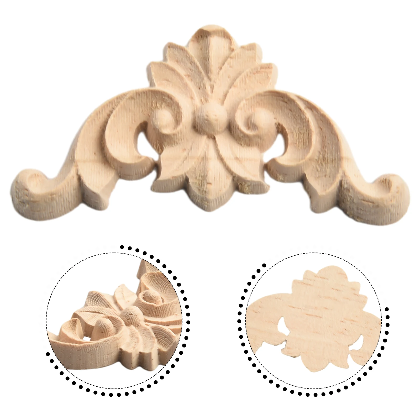 

4 PCS Wood Carving Applique Wood Carving Corner Flower Wooden Crafts Corner Decal Frame Wall Door Furniture Decoration