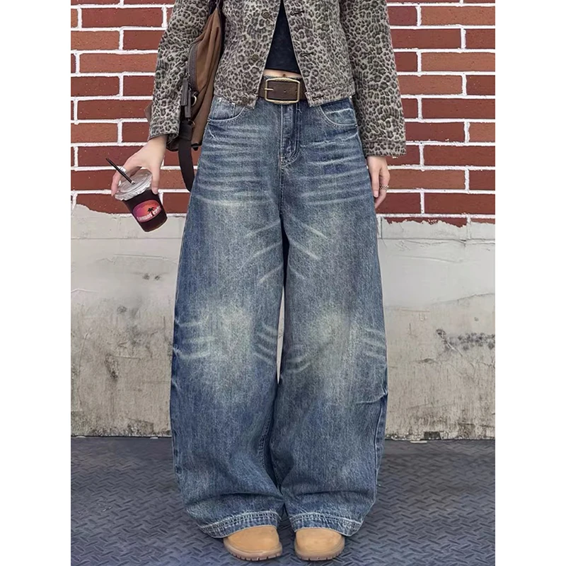 

Women Vintage Blue Gothic Y2k Baggy Jeans Harajuku Emo Denim Trousers Aesthetic 2000s Oversize Boyfriend Pants 2025 Autumn