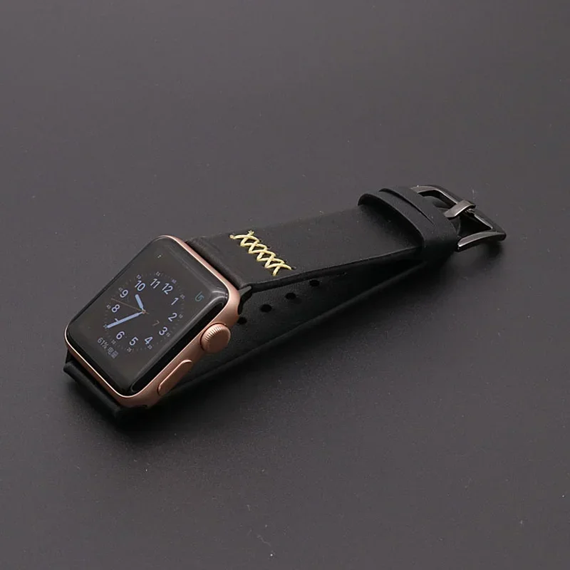 Pulseira de couro genuíno para apple watch band 44mm 45mm 41mm 40-42-46mm pulseiras artesanais iwatch série 4 5 6 se 7 8 9 10 ultra/2 49mm