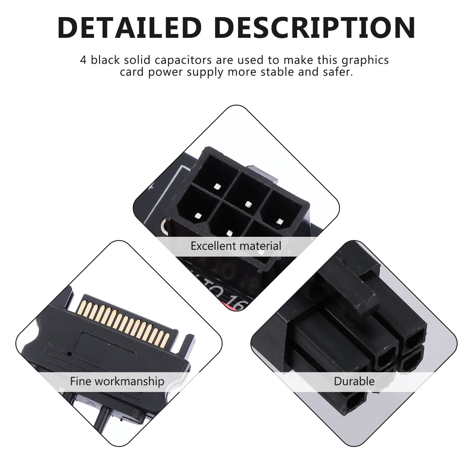 1Set Pcie Riser Card 1X to 16X High Reliability Graphics Adapter with 4 Black Solid Capacitors Independent GPU Power Supply Pcie