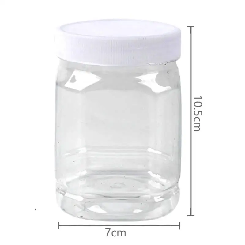 12Pcs 360ml Square Plastic Storage Jar Empty Honey Bottles Transparent Dry Fruit Cereal Food Sealed Containers Kitchen Supplies