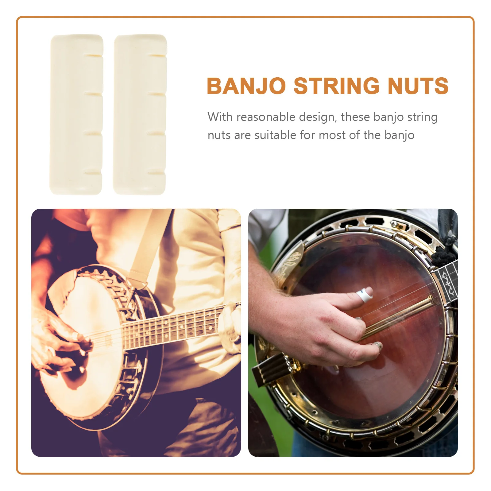 

2Pcs Banjo Nut Strong Lightweight Wear Resistant String Support Clear Rich Sound Ideal Banjo Replacement Parts Kit