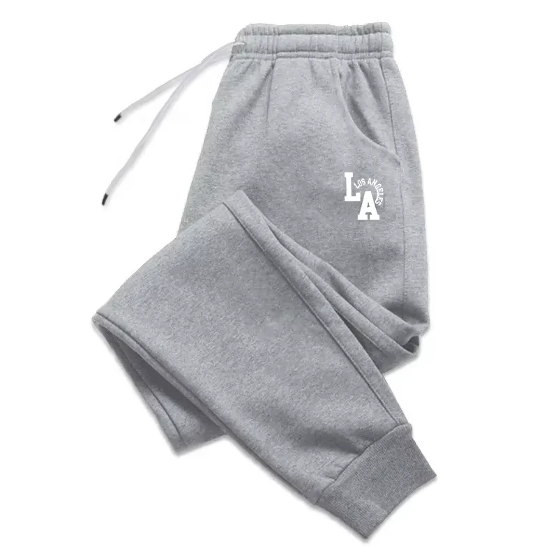 Men's solid color printed LA sports pants; multi-functional casual running fitness daily wear sports pants ZYWK001