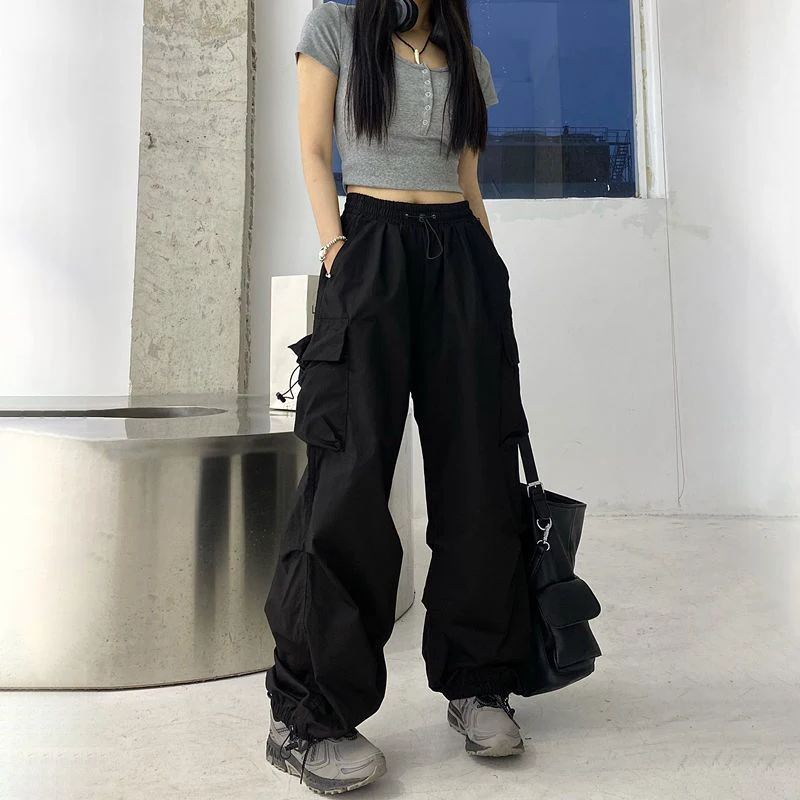 MEXZT Y2K Oversized Cargo Pants Women Streetwear Wide Leg Sweatpants Harajuku High Waist Baggy Joggers Hip Hop Casual Trousers