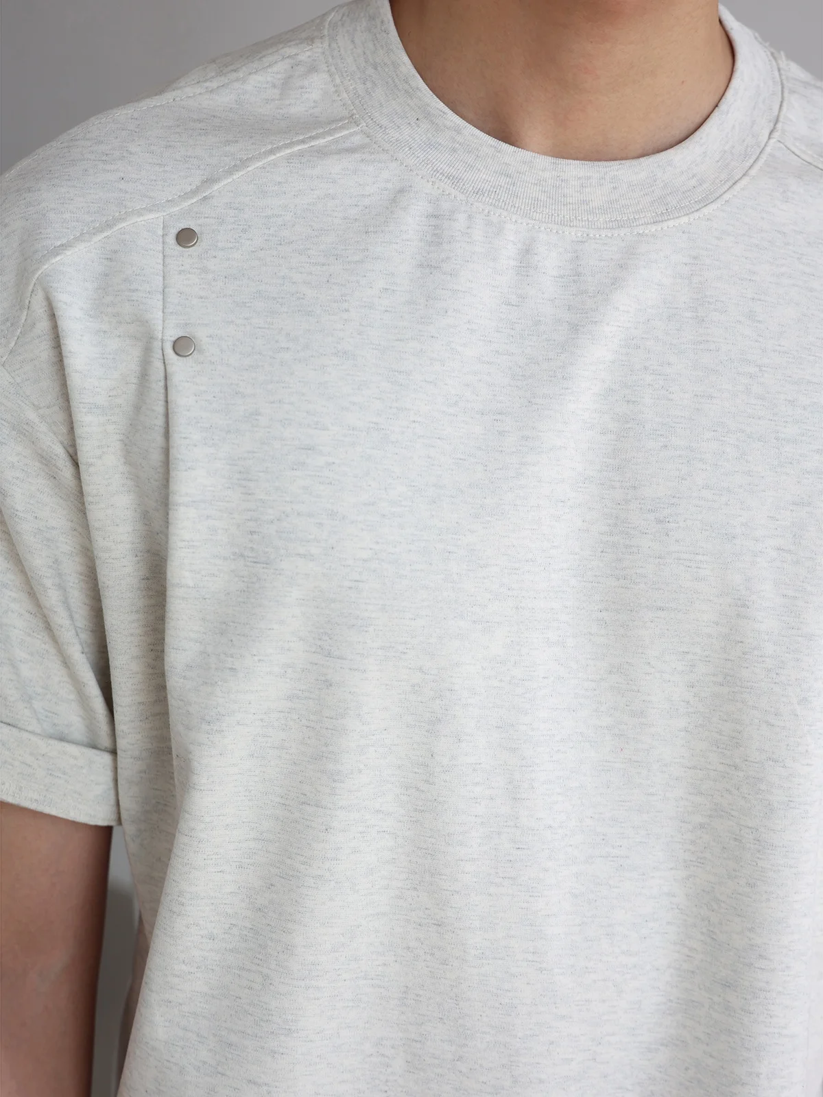 Casual Loose Men's T-shirt round Neck Short Sleeve Long Velvet Cotton Blend Rivet Design Versatile Comfortable Breathable Top