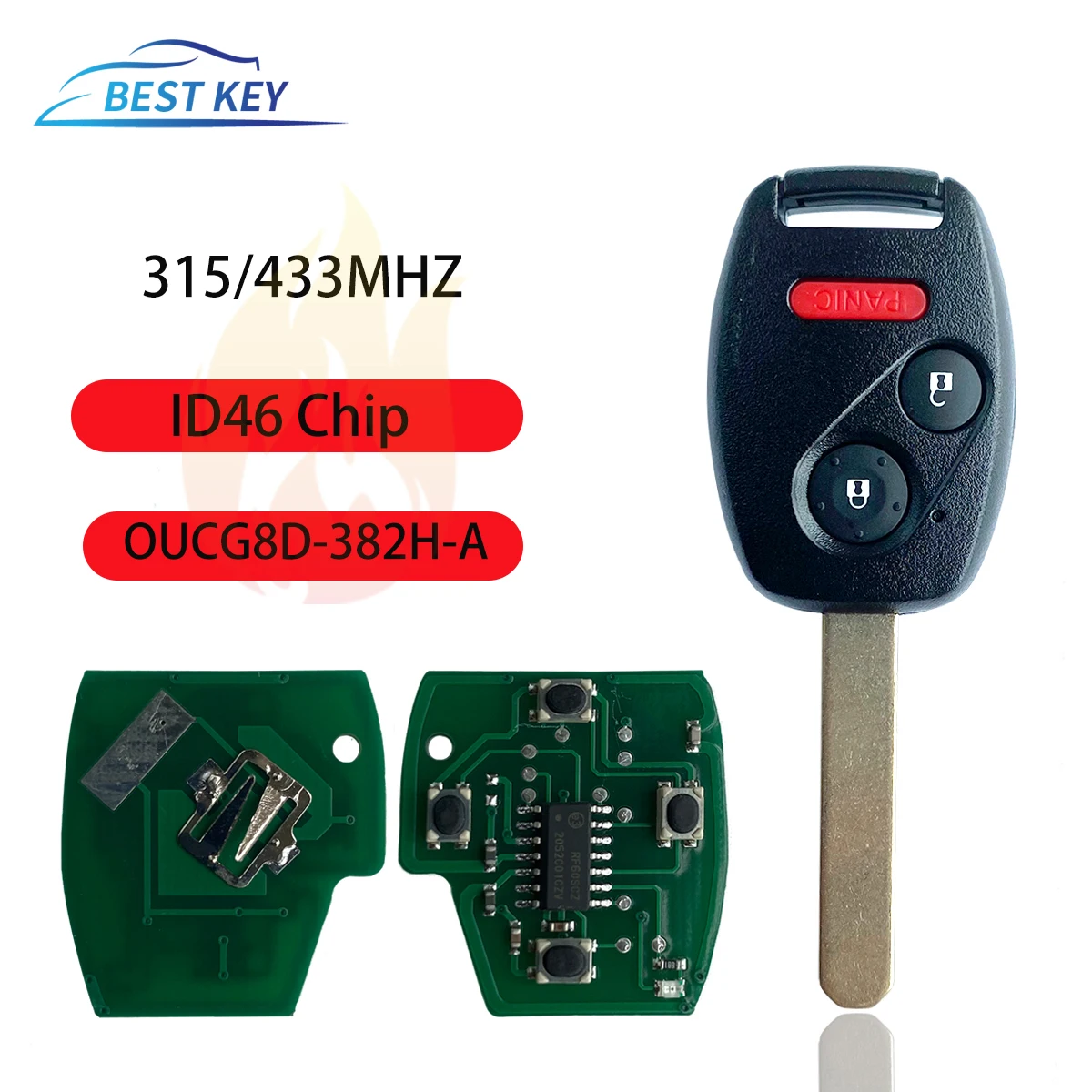 

BEST KEY Car Accessories Remote Control Car Key For Honda Accord 2003 CR-V HR-V Civic Sed2/3/4BTNS an 315/433MHZ ID46 Chip