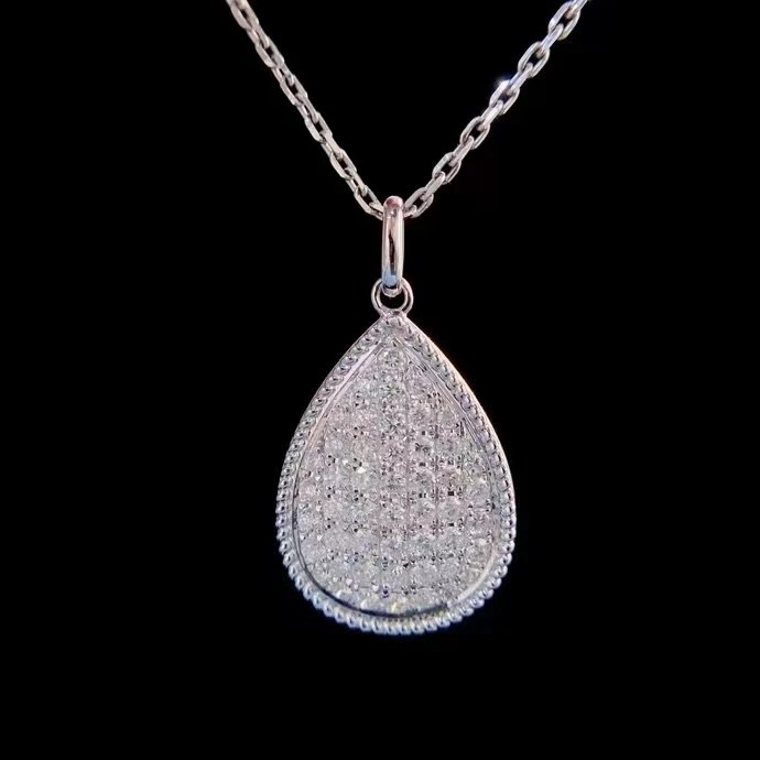 

XCL FASHION 18K PEAR STYLE NATURAL DIAMOND PENDANT&NECKLACE FINE JEWELRY LADY PARTY DAILY WEAR ALL SEASON